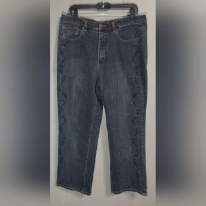 Venezia Dark Blue Cropped Jeans with Embellishments